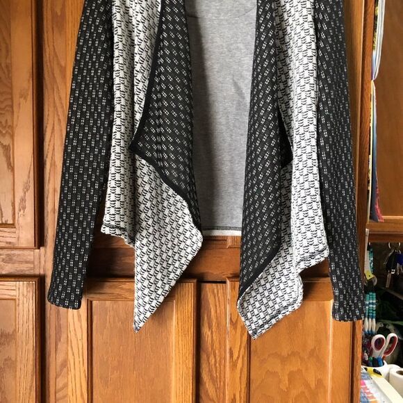 Anthropologie Philosophy Draped Open Woven Cardigan Elbow Patches - S - Picture 5 of 13